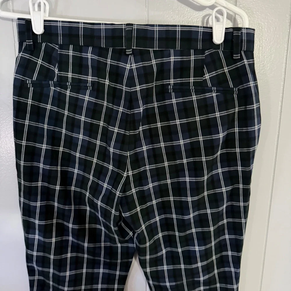 ASOS DESIGN Plaid Trousers Mens‎ 32x32 Navy Green Tartan Skinny Smart Pants